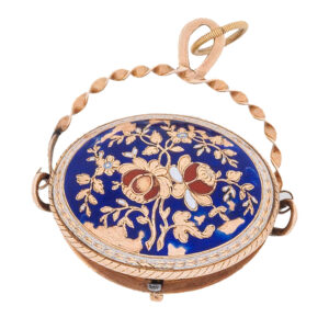 Swiss gilt and enamel key wind concealed watch Circa 1830