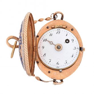 Swiss gilt and enamel key wind concealed watch Circa 1830