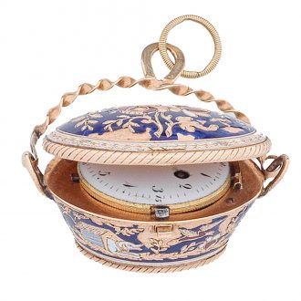 Swiss gilt and enamel key wind concealed watch Circa 1830