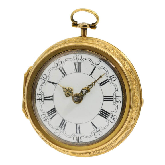 Dutch gold Repoussé verge pocket watch Circa 1730 Dutch gold Repoussé verge pocket watch Circa 1730