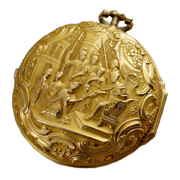 Dutch gold Repoussé verge pocket watch Circa 1730 Dutch gold Repoussé verge pocket watch Circa 1730