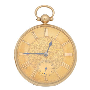 English 18 carat gold key wind lever pocket watch Circa 1864