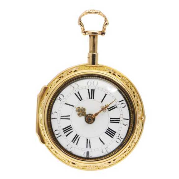 English gold pair cased Repoussé verge watch Circa 1730