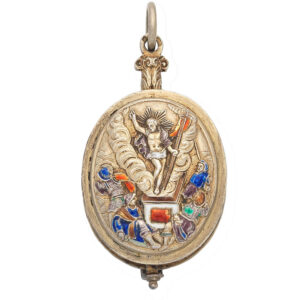 Silver and enamel late 17th Century style oval watch Circa 1800