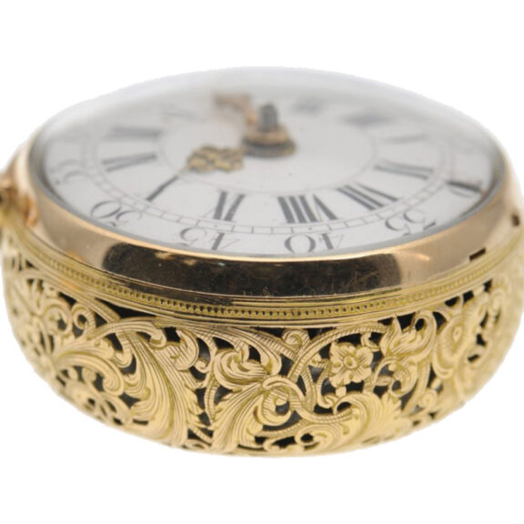 English gold pair cased Repoussé verge watch Circa 1730 English gold pair cased Repoussé verge watch Circa 1730