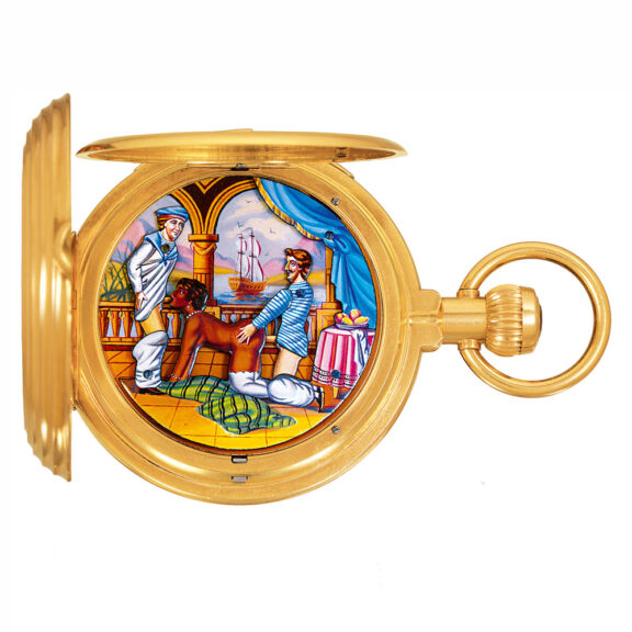Fine Swiss gold erotic automaton minute repeater Circa 1910