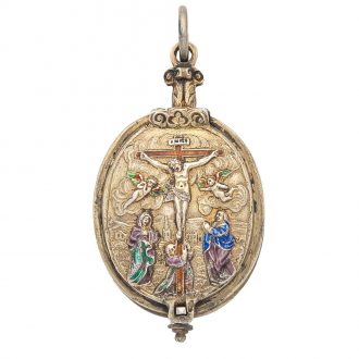 Silver and enamel late 17th Century style oval watch Circa 1800