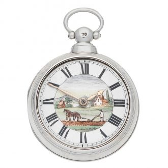 English silver pair cased verge with decorative dial Circa 1860