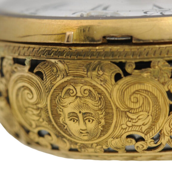 English 22k gold quarter repeating Repoussé watch Circa 1720 English 22k gold quarter repeating Repoussé watch Circa 1720