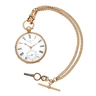 English 18K gold open faced lever pocket watch Circa 1868