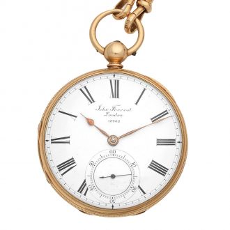 English 18 Carat gold open faced lever pocket watch Circa 1868