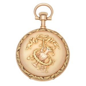Fine gold open faced keyless Swiss pocket watch Circa 1890