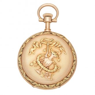 Fine gold open faced keyless Swiss pocket watch Circa 1890