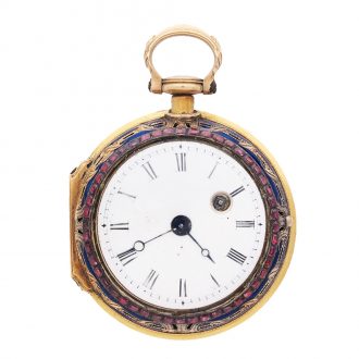 Swiss early erotic gold and enamel verge watch Circa 1750