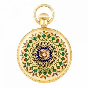 English gold and enamel full hunter cased watch Circa 1890