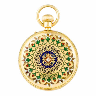 English gold and enamel full hunter cased watch Circa 1890