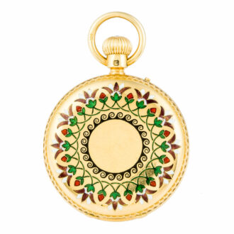 English gold and enamel full hunter cased watch Circa 1890