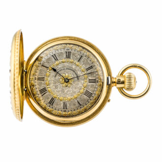English gold and enamel full hunter cased watch Circa 1890