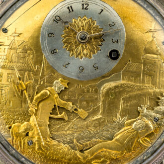 French silver quarter repeater with automaton Circa 1790