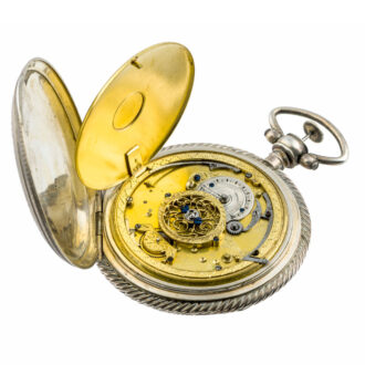 French silver quarter repeater with automaton Circa 1790