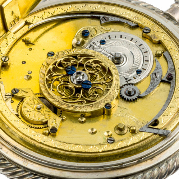 French silver quarter repeater with automaton Circa 1790 French silver quarter repeater with automaton Circa 1790