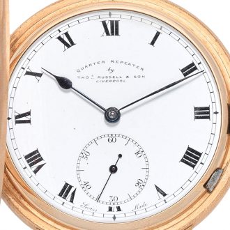 English 9 carat gold quarter repeating pocket watch Circa 1910
