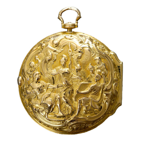 English 22k gold repousse cylinder pocket watch Circa 1763