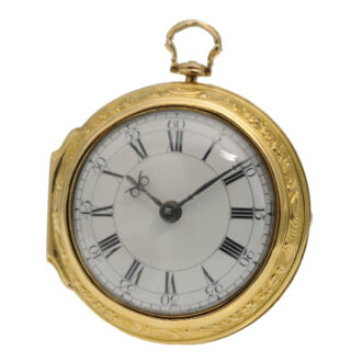 English 22k gold repousse cylinder pocket watch Circa 1763