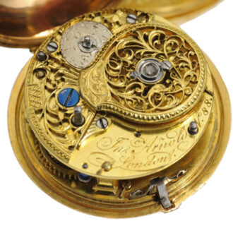 English 22k gold repousse cylinder pocket watch Circa 1763