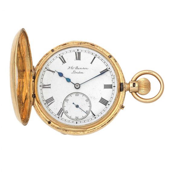 English 18 carat half hunting cased pocket watch Circa 1898