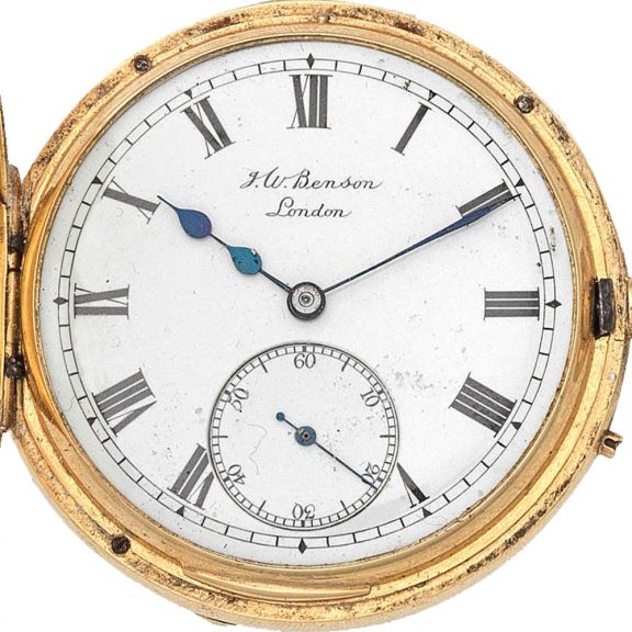 English 18 carat half hunting cased pocket watch Circa 1898 English 18 carat half hunting cased pocket watch Circa 1898