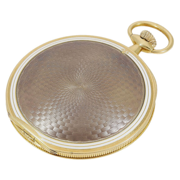 English 18 carat gold and enamel lever pocket watch Circa 1911 English 18 carat gold and enamel lever pocket watch Circa 1911