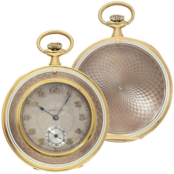 English 18 carat gold and enamel lever pocket watch Circa 1911 English 18 carat gold and enamel lever pocket watch Circa 1911