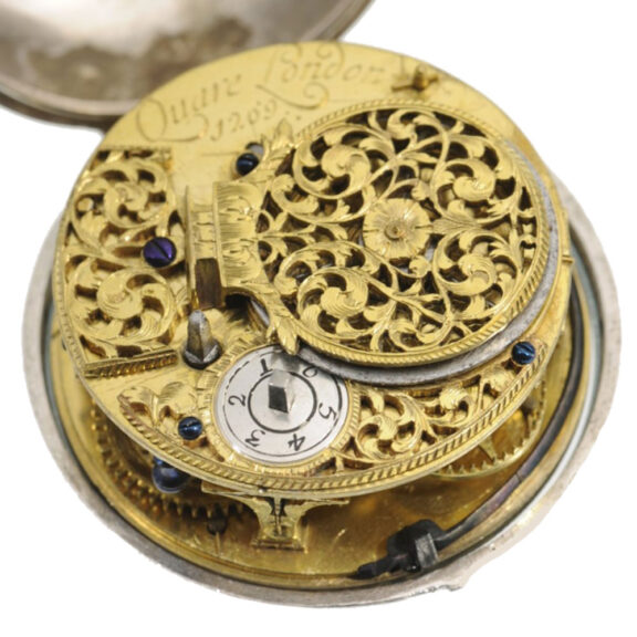 English silver watch with day and night indication Circa 1690 English silver watch with day and night indication Circa 1690