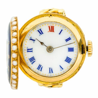 Fine Swiss ring watch with pearl set bezel Circa 1890