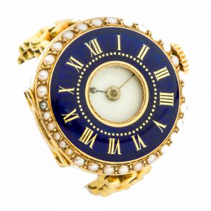 Fine Swiss ring watch with pearl set bezel Circa 1890