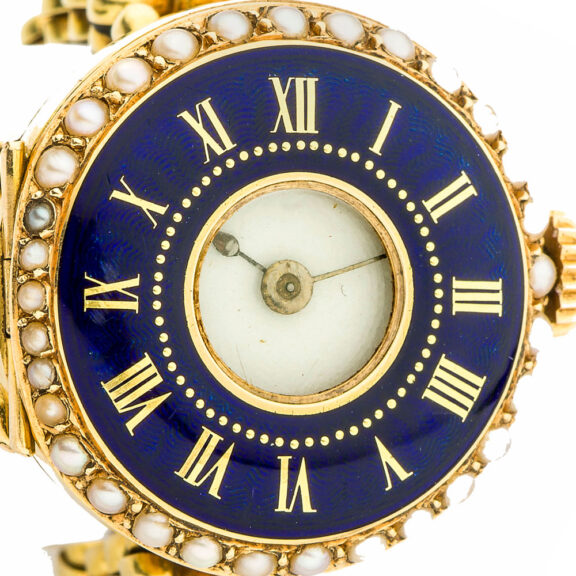 Fine Swiss ring watch with pearl set bezel Circa 1890 Fine Swiss ring watch with pearl set bezel Circa 1890