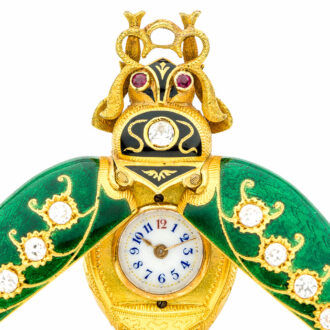 Swiss gold, enamel and diamond set scarab watch Circa 1890