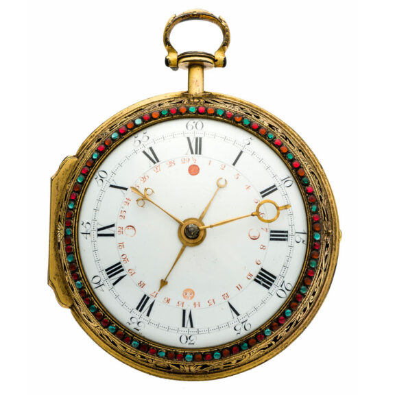English gilt paste set verge with moon phases Circa 1790