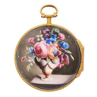 English 18K gold and enamel erotic watch Circa 1750