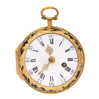 English 18K gold and enamel erotic watch Circa 1750