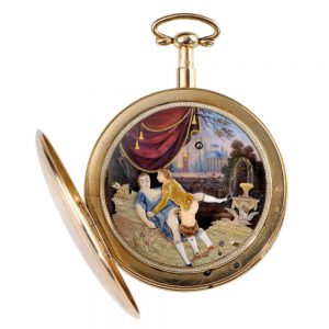 Swiss gold quarter repeating watch with erotic automaton Circa 1800