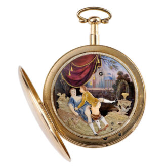 Swiss gold quarter repeating watch with erotic automaton Circa 1800
