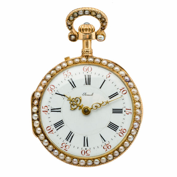 Fine French enamel and pearl set cylinder watch Circa 1880 Fine French enamel and pearl set cylinder watch Circa 1880