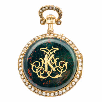 Fine French enamel and pearl set cylinder watch Circa 1880