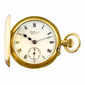 Fine English gold half hunter cased lever watch Circa 1908