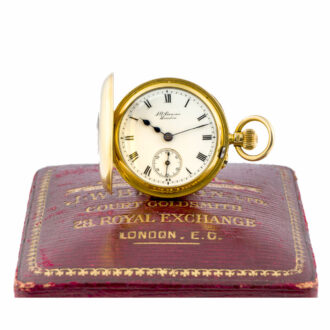 Fine English gold half hunter cased lever watch Circa 1908