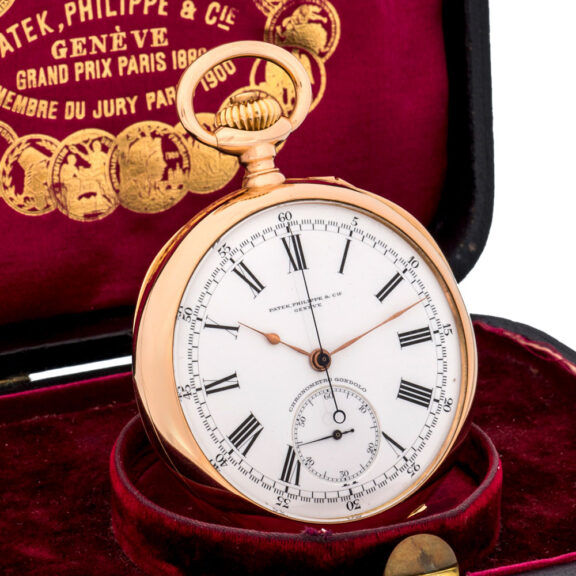 Swiss 18k gold chronograph lever watch Circa 1917
