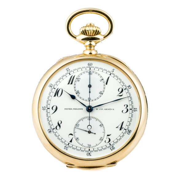 Fine Swiss gold chronograph watch with register Circa 1914 Fine Swiss gold chronograph watch with register Circa 1914