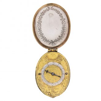 French brass gilt silver oval watch with compass Circa 1625